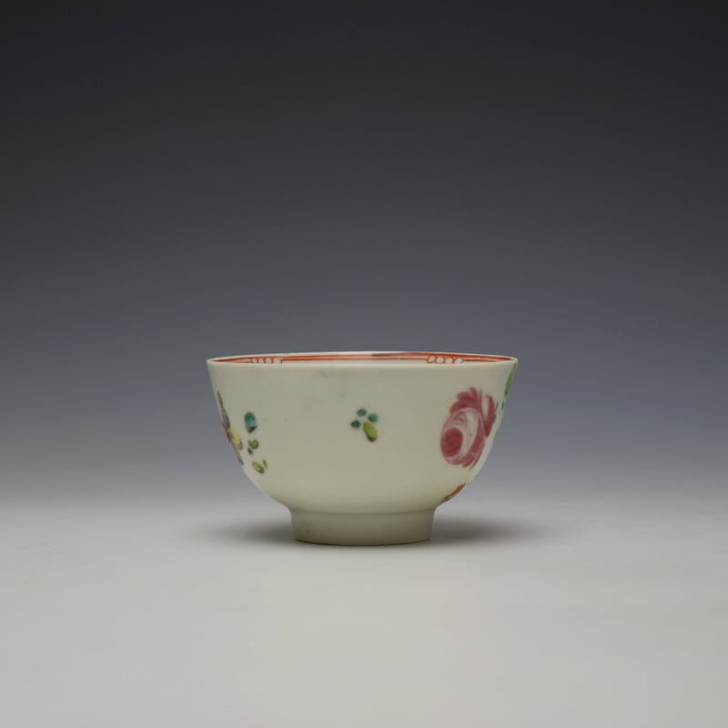 Liverpool Philip Christian Rose and Floral Sprays Pattern Teabowl and saucer c1770-75 (3)