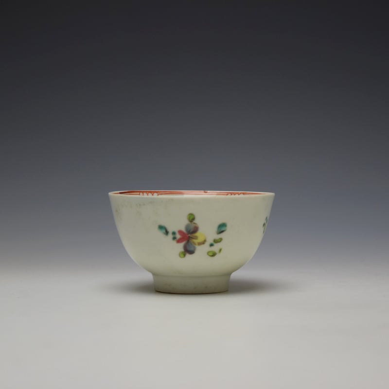 Liverpool Philip Christian Rose and Floral Sprays Pattern Teabowl and saucer c1770-75 (4)