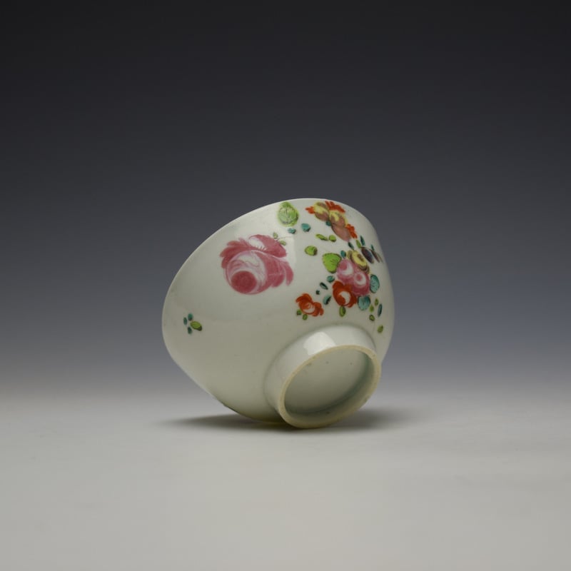 Liverpool Philip Christian Rose and Floral Sprays Pattern Teabowl and saucer c1770-75 (7)