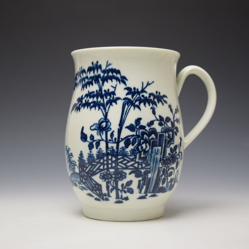 Worcester plantation pattern large bell shape mug c1760-70 (2)