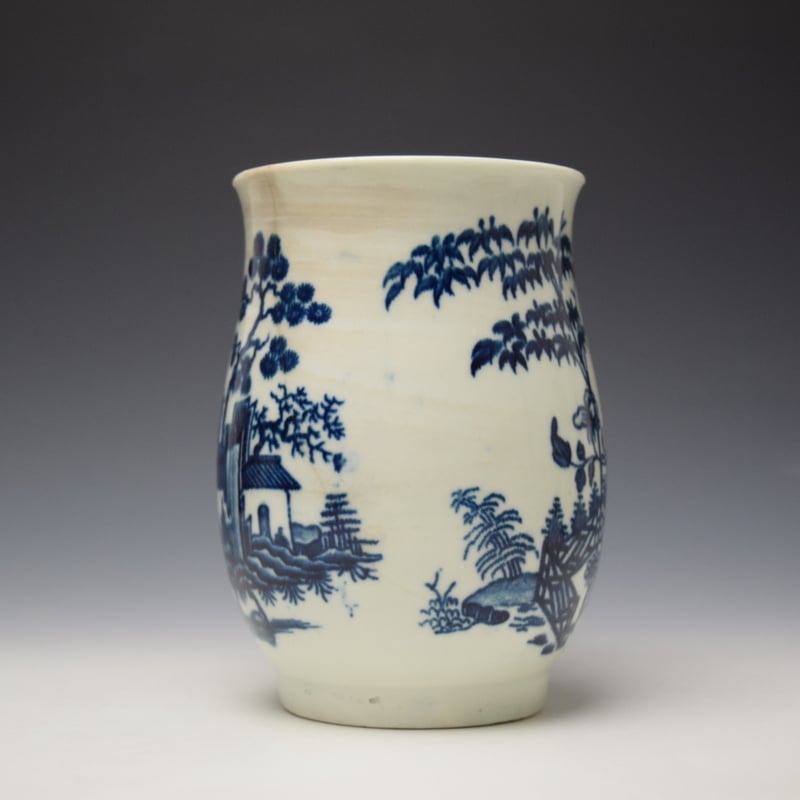 Worcester plantation pattern large bell shape mug c1760-70 (3)