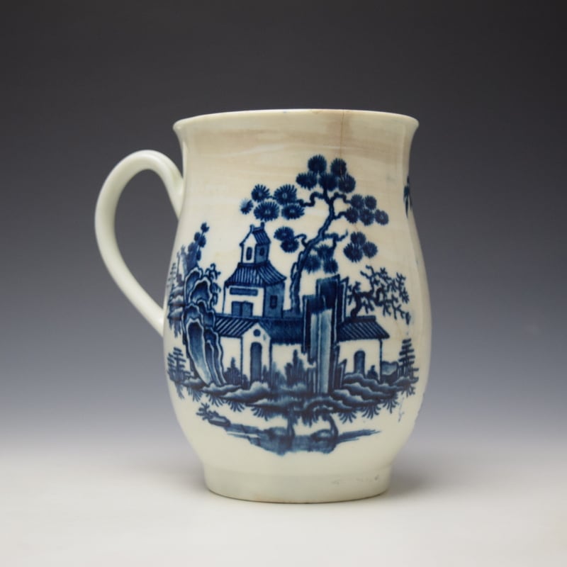 Worcester plantation pattern large bell shape mug c1760-70 (4)