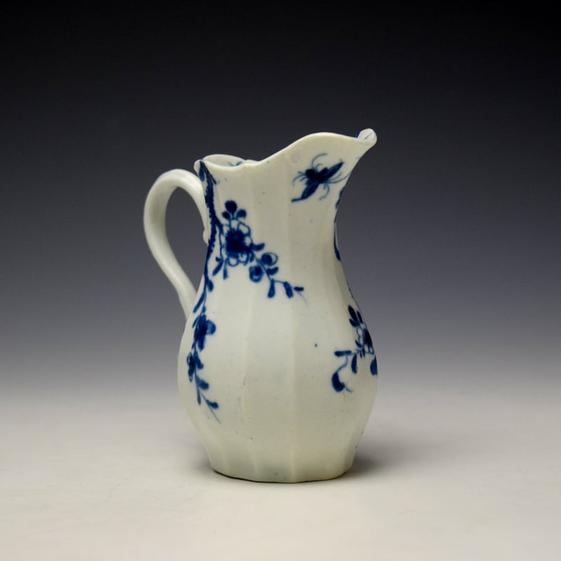 Worcester Prunus Root Pattern Fluted Cream Jug c1756-58 (4)
