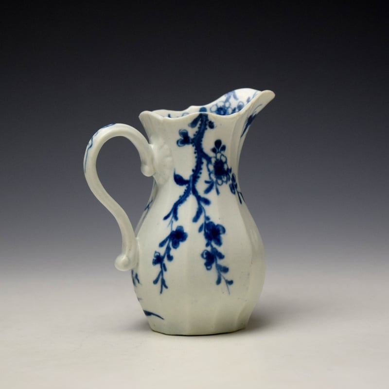 Worcester Prunus Root Pattern Fluted Cream Jug c1756-58 (5)