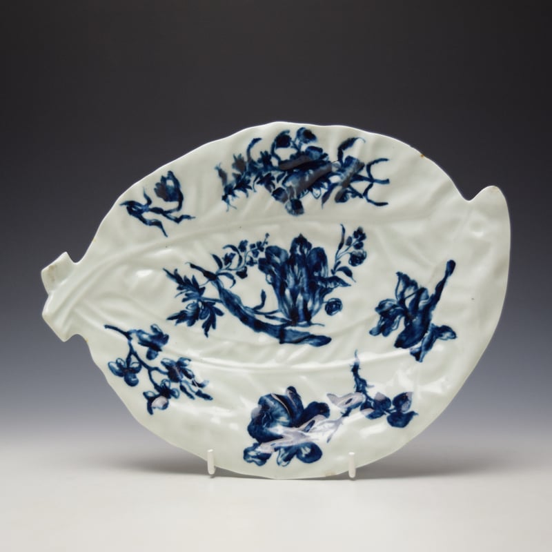Rare Blown Tulip Pattern Leaf Dish c1760