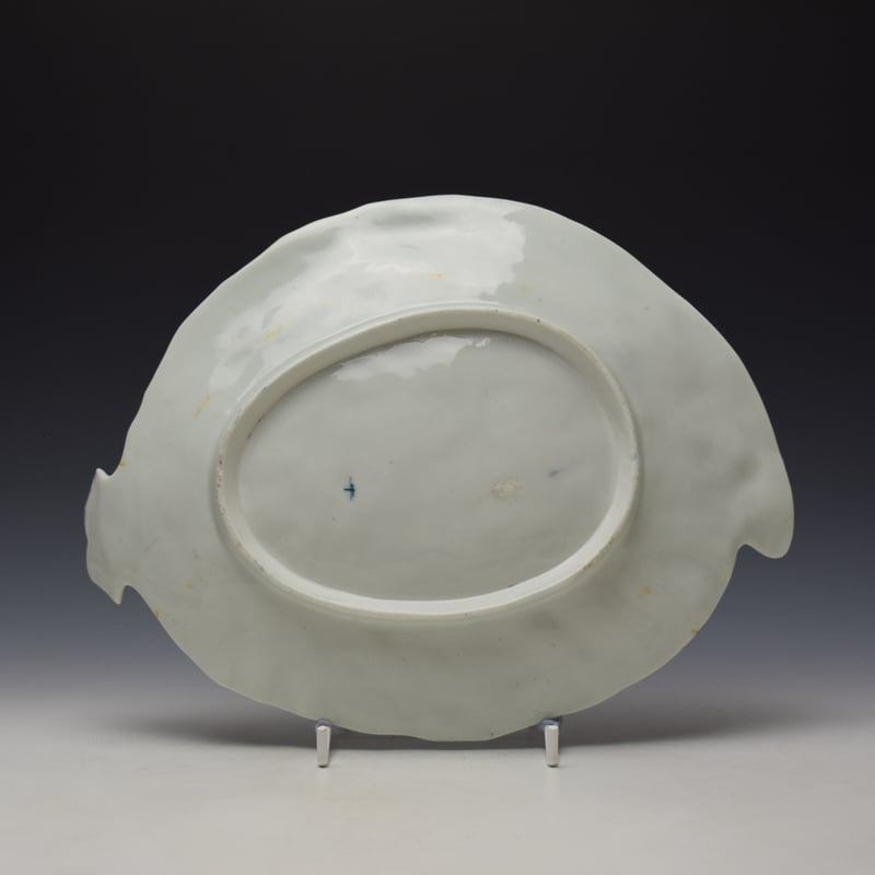 Worcester Blown Tulip Pattern Leaf Dish c1760 (3)
