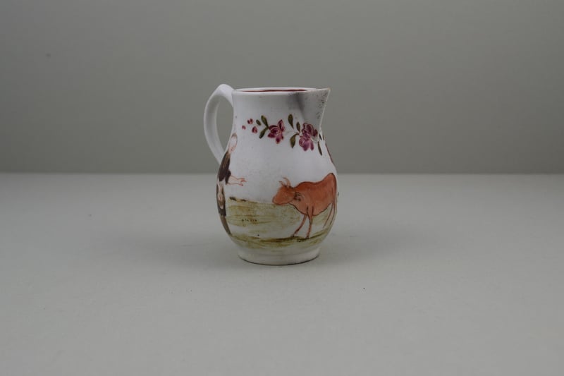 Lowestoft Porcelain Rare Bull Pattern Sparrow Beak Jug, C1772 (3)