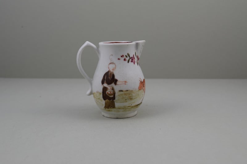 Lowestoft Porcelain Rare Bull Pattern Sparrow Beak Jug, C1772 (4)