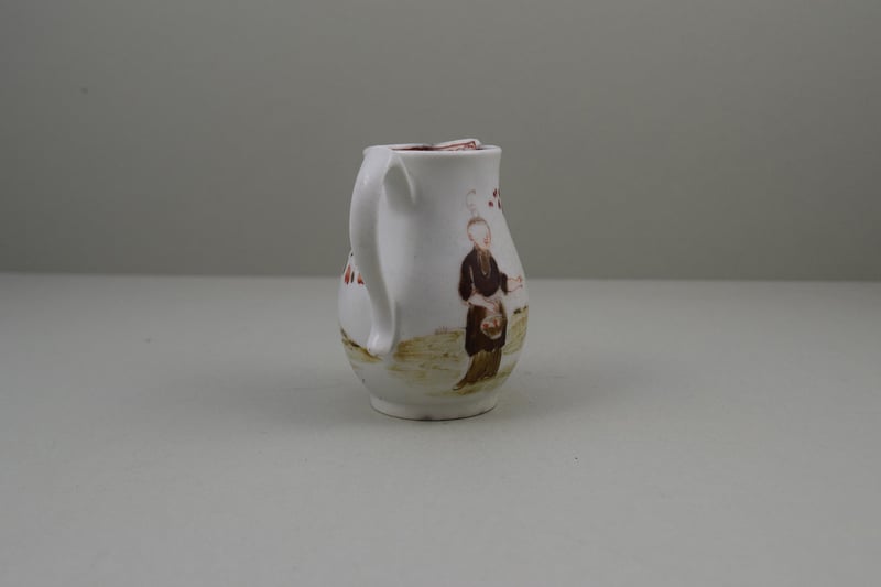 Lowestoft Porcelain Rare Bull Pattern Sparrow Beak Jug, C1772 (5)