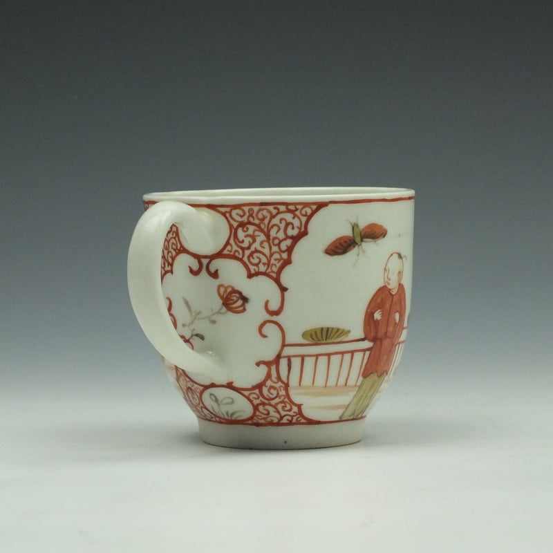 Lowestoft Porcelain Butterfly Catching Party Mandarin Pattern Coffee Cup c1780-90 (4)