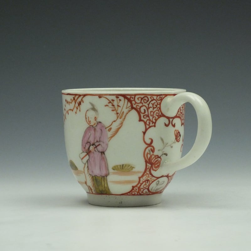 Lowestoft Porcelain Butterfly Catching Party Mandarin Pattern Coffee Cup c1780-90 (5)