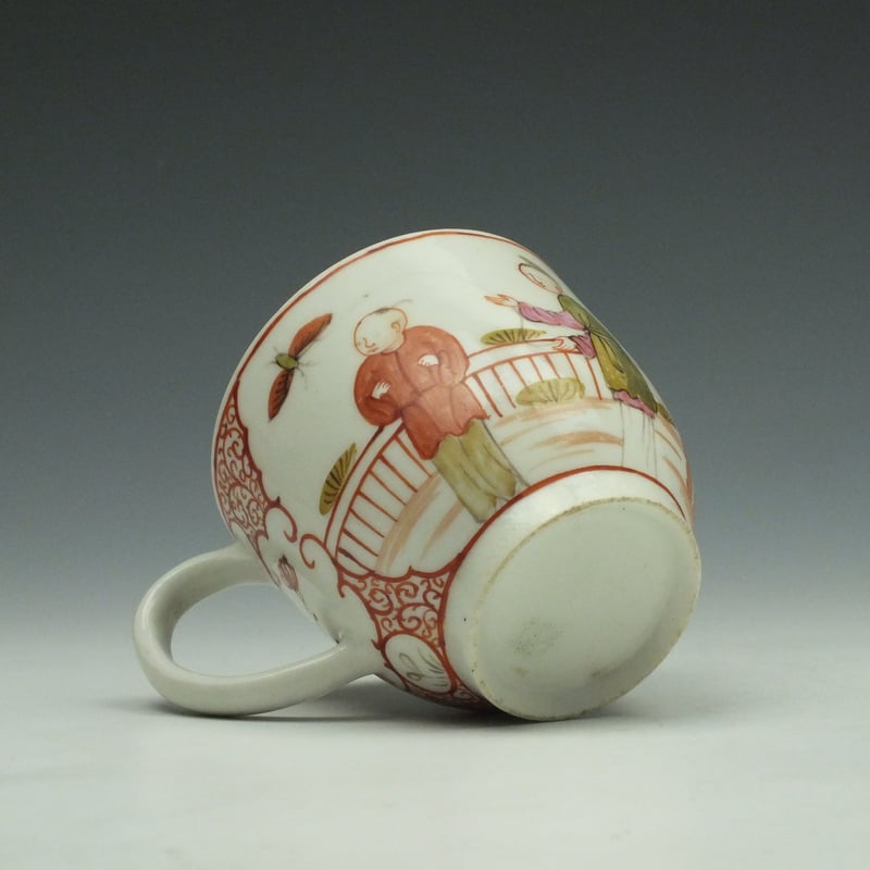 Lowestoft Porcelain Butterfly Catching Party Mandarin Pattern Coffee Cup c1780-90 (7)