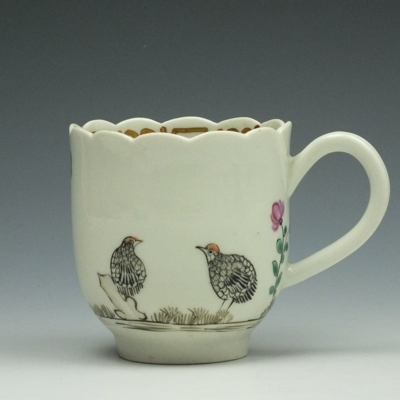 Rare First Period Two Quail Pattern Coffee Cup c1770-75