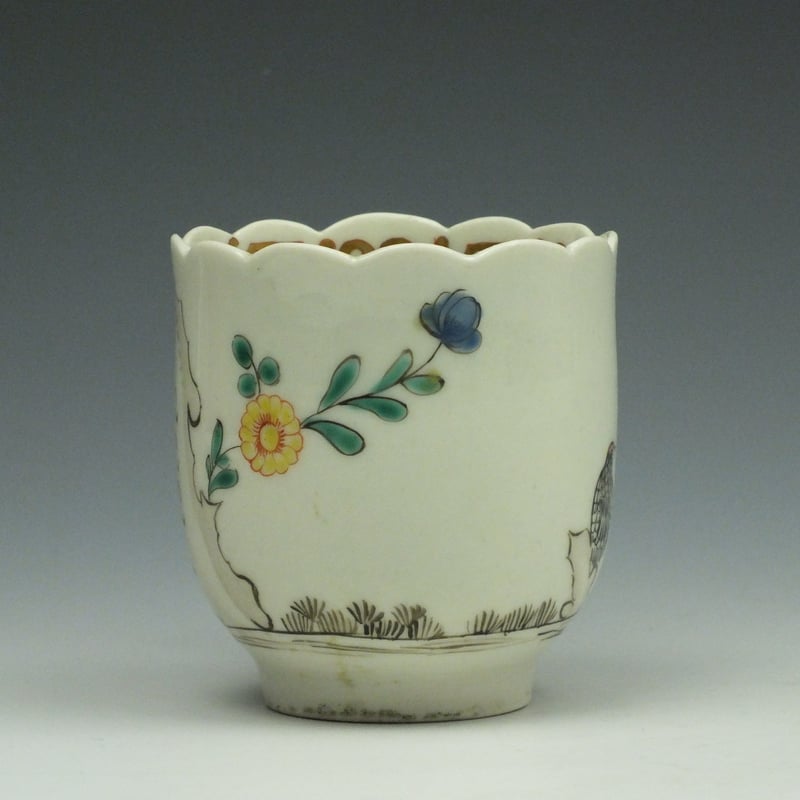 Rare Worcester First Period Two Quail Pattern Coffee Cup c1770-75 (2)