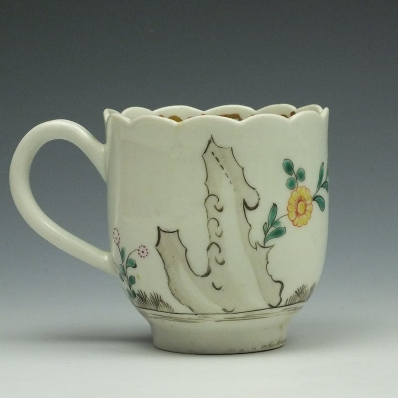 Rare Worcester First Period Two Quail Pattern Coffee Cup c1770-75 (3)