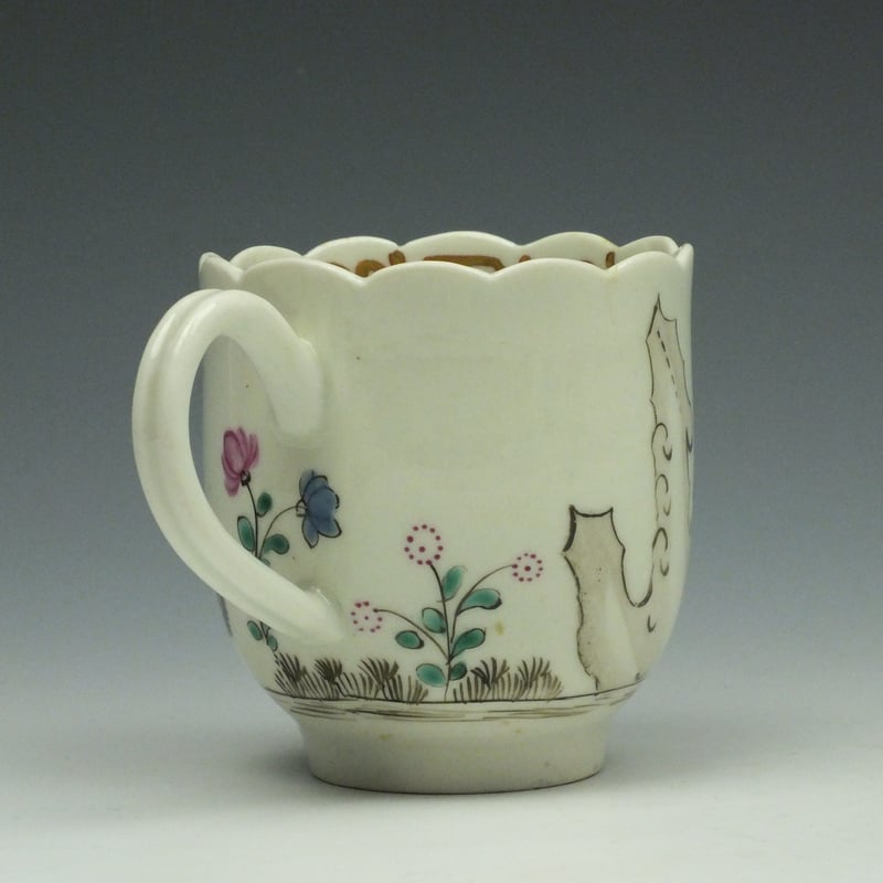 Rare Worcester First Period Two Quail Pattern Coffee Cup c1770-75 (4)