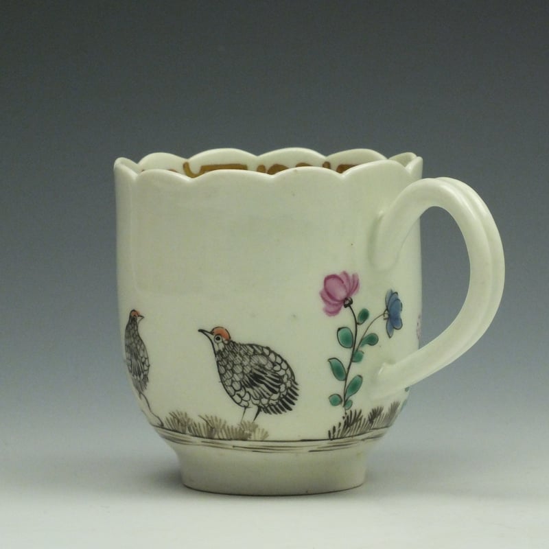 Rare Worcester First Period Two Quail Pattern Coffee Cup c1770-75 (5)