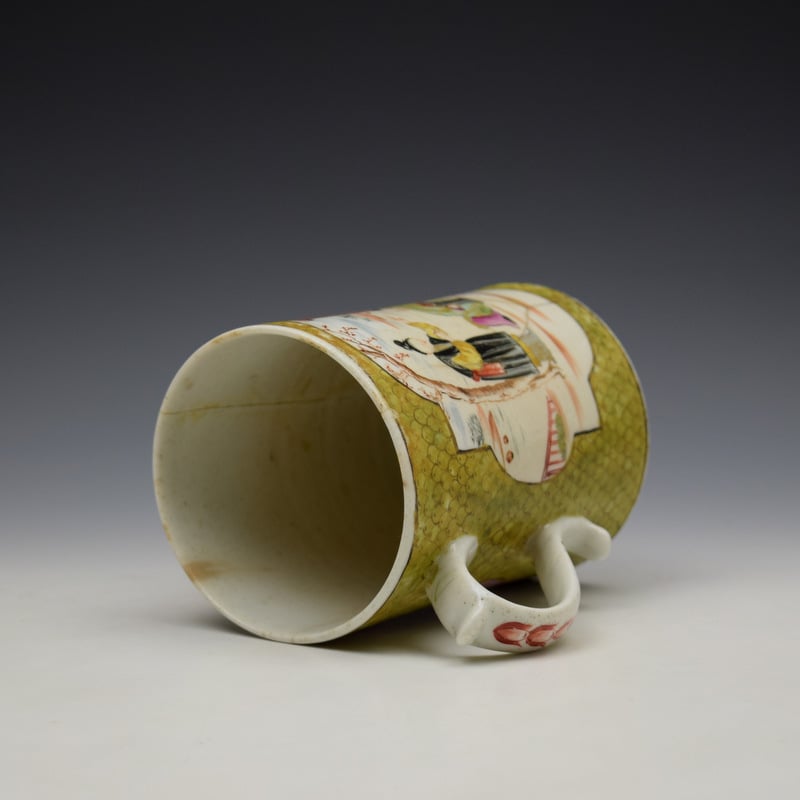 Lowestoft Green Scale Mandarin Pattern Mug c1785-95 (7)