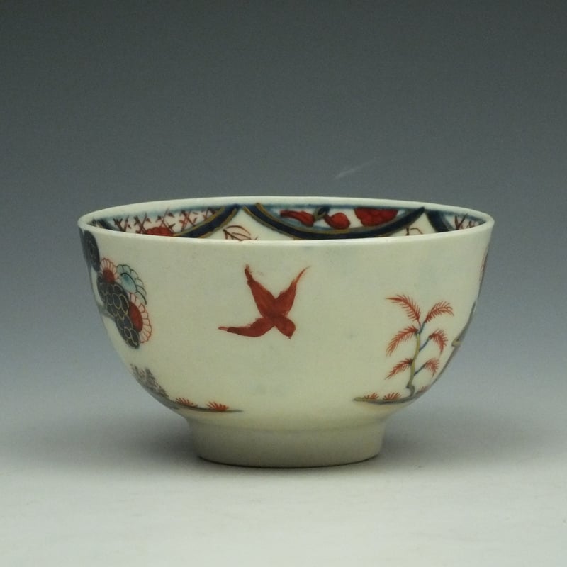 Worcester Rare Imari Pattern Teabowl and Saucer c1770-80 (5)