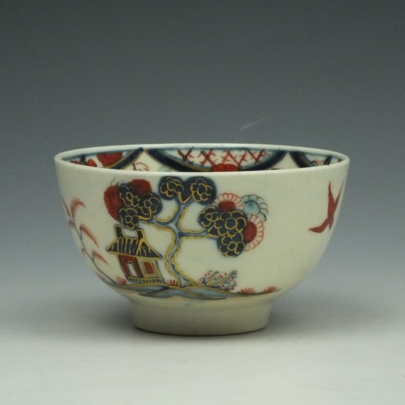 Worcester Rare Imari Pattern Teabowl and Saucer c1770-80 (6)