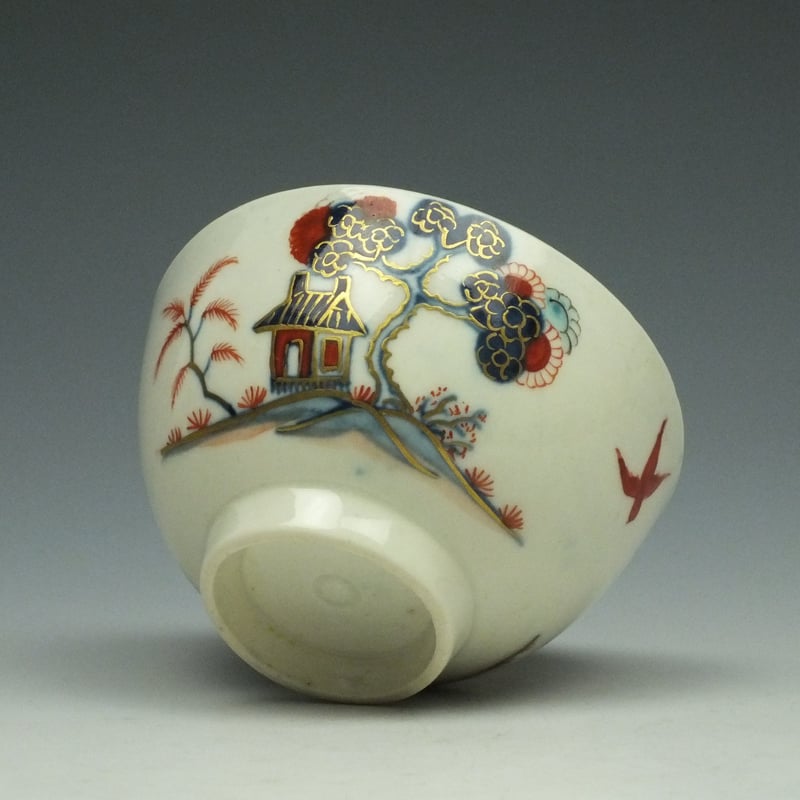 Worcester Rare Imari Pattern Teabowl and Saucer c1770-80 (8)