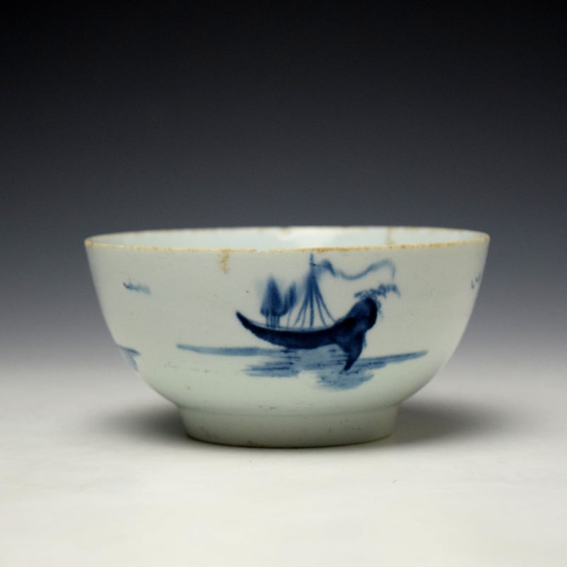 Longton Hall Ruined Castle Pattern Sugar Bowl c1755-60 (4)