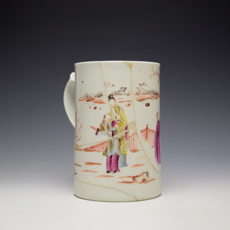 Lowestoft Mandarin Preacher Pattern Large Mug c1775-80 (3)