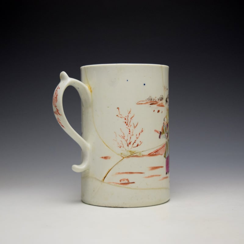 Lowestoft Mandarin Preacher Pattern Large Mug c1775-80 (4)