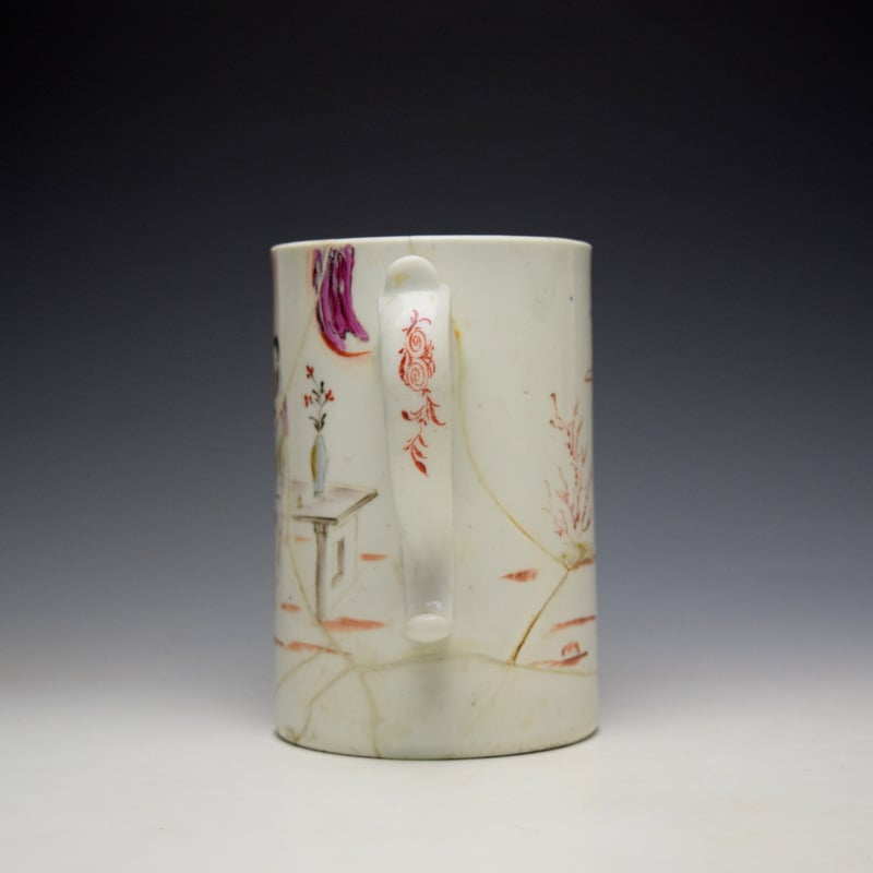 Lowestoft Mandarin Preacher Pattern Large Mug c1775-80 (5)