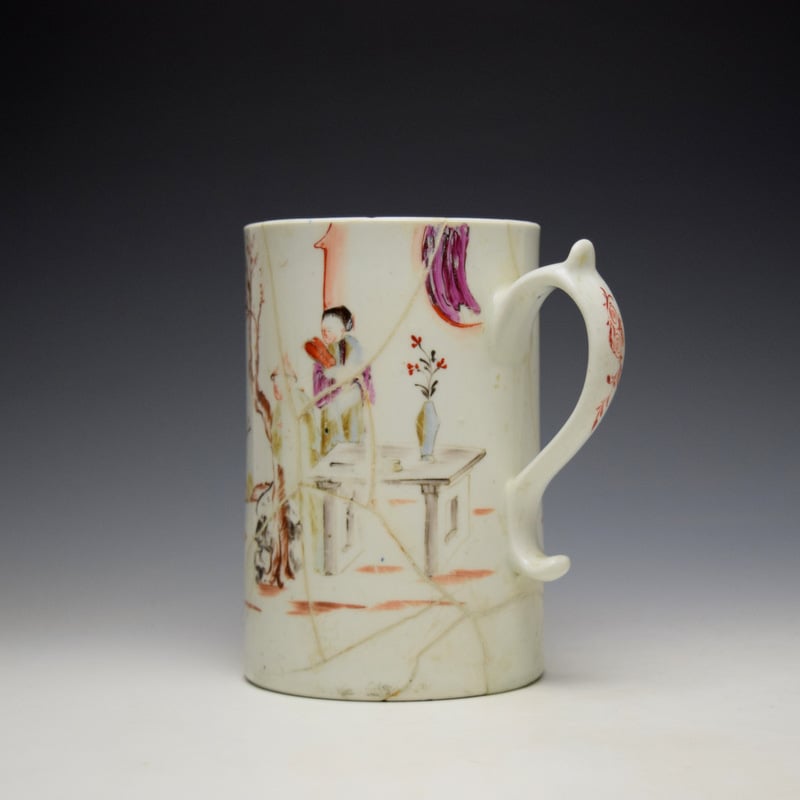Lowestoft Mandarin Preacher Pattern Large Mug c1775-80 (6)