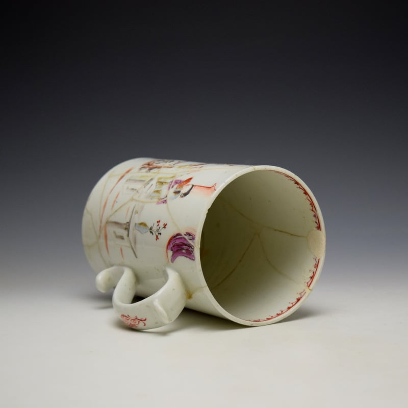 Lowestoft Mandarin Preacher Pattern Large Mug c1775-80 (8)