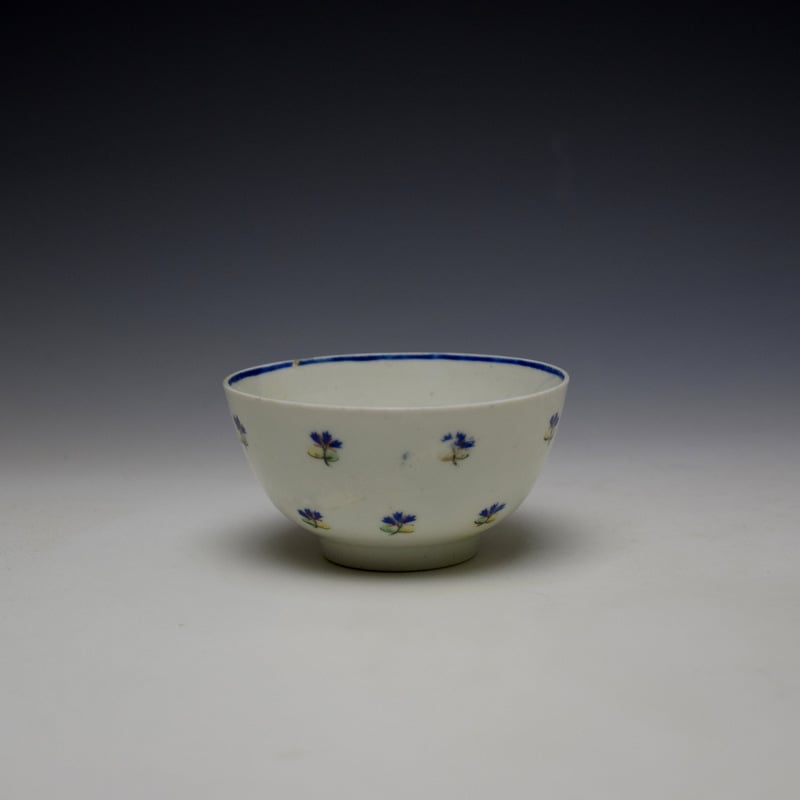 Lowestoft Rare Monogramed Cornflower Sprigs Pattern Teabowl and Saucer c1785-95 (4)