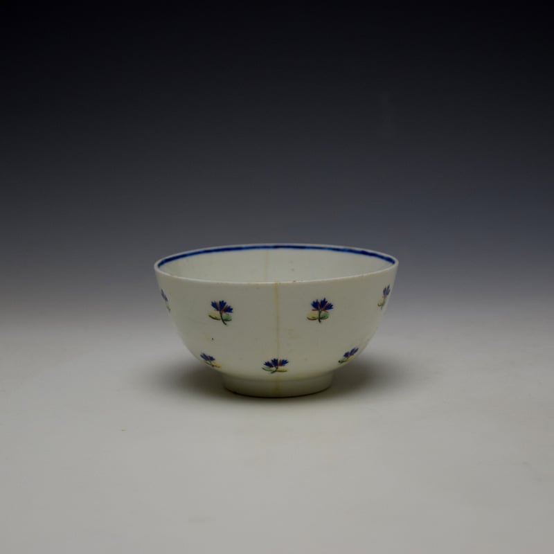 Lowestoft Rare Monogramed Cornflower Sprigs Pattern Teabowl and Saucer c1785-95 (5)