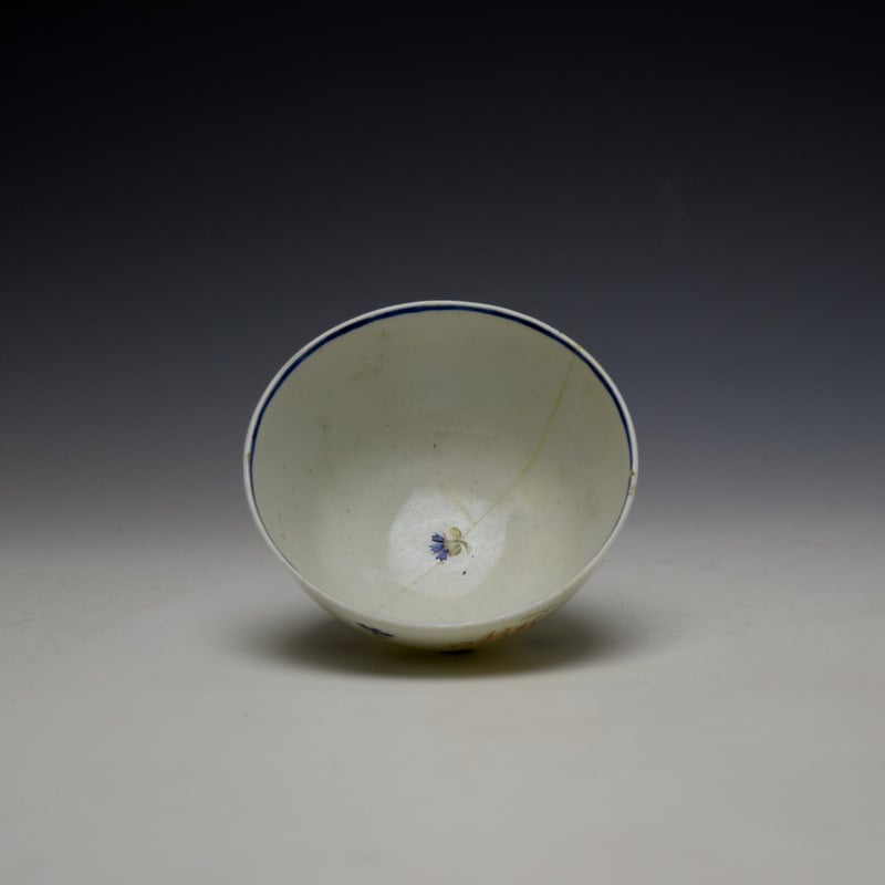 Lowestoft Rare Monogramed Cornflower Sprigs Pattern Teabowl and Saucer c1785-95 (6)