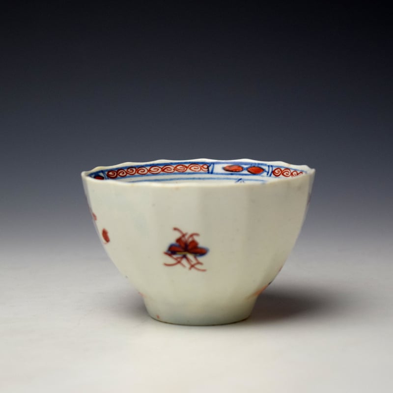 Lowestoft Two Birds Pattern Fluted Teabowl and Saucer c1785-90 (4)