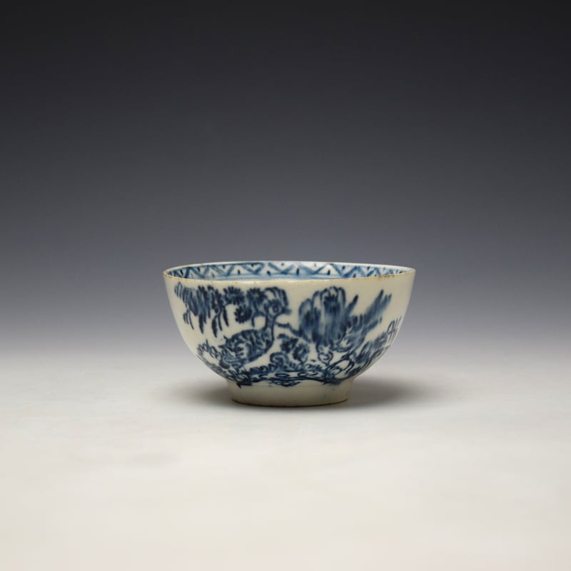 Lowestoft Two Pheasants Pattern Teabowl and Saucer c1770-75 (2)