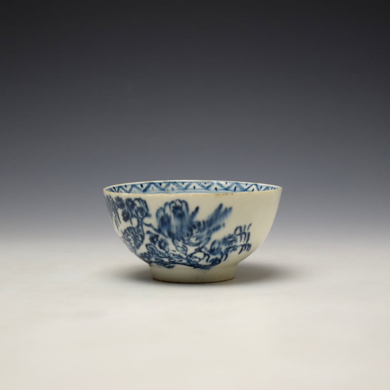 Lowestoft Two Pheasants Pattern Teabowl and Saucer c1770-75 (5)