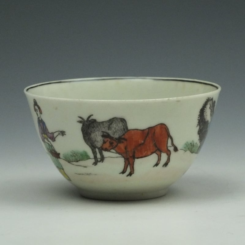 Worcester porcelain Red Bull Pattern Teabowl and Saucer c1765-75 (2)