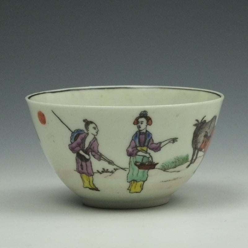 Worcester porcelain Red Bull Pattern Teabowl and Saucer c1765-75 (3)