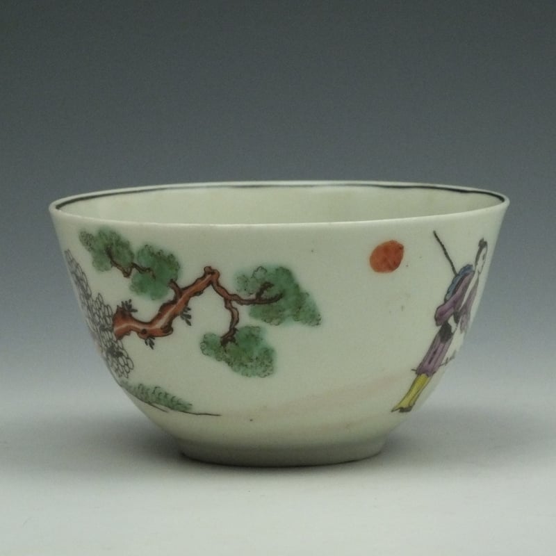 Worcester porcelain Red Bull Pattern Teabowl and Saucer c1765-75 (4)