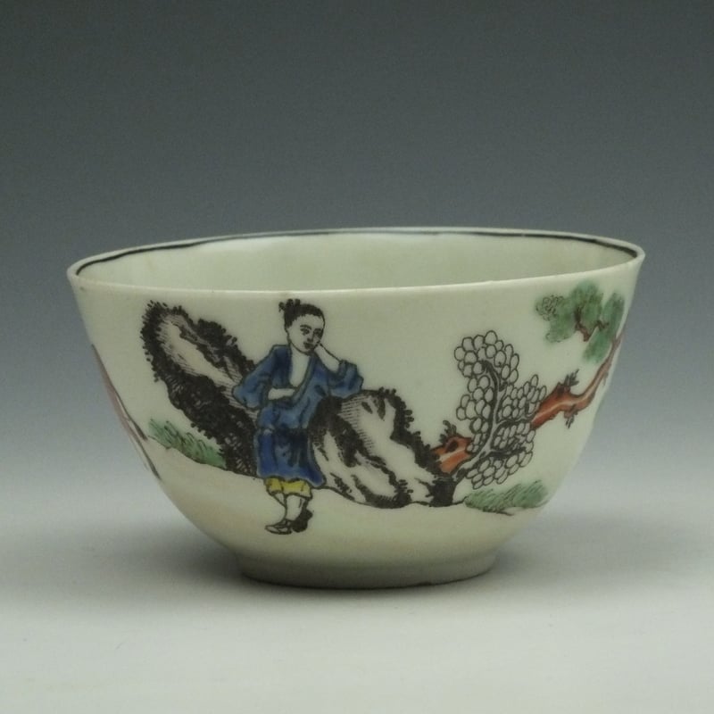 Worcester porcelain Red Bull Pattern Teabowl and Saucer c1765-75 (5)