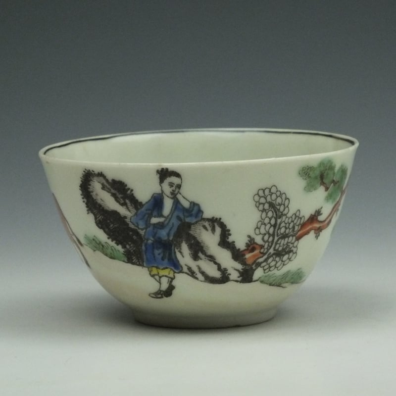 Worcester porcelain Red Bull Pattern Teabowl and Saucer c1765-75 (6)