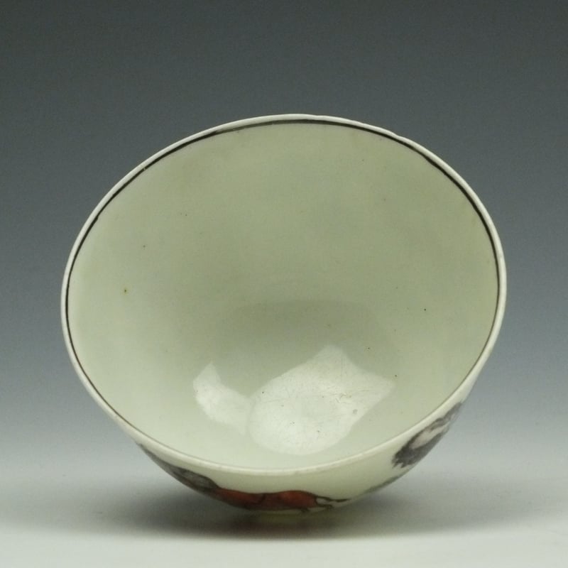 Worcester porcelain Red Bull Pattern Teabowl and Saucer c1765-75 (7)