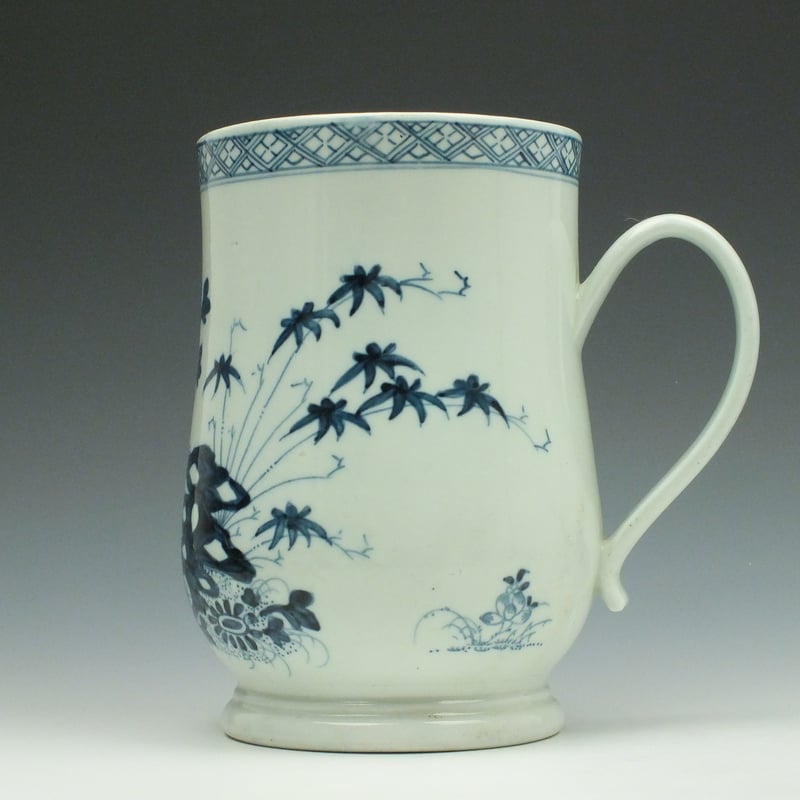 Liverpool Richard Chaffers Holed Rock Bamboo and Peony Pattern Bell Shaped Mug c1760 (1)