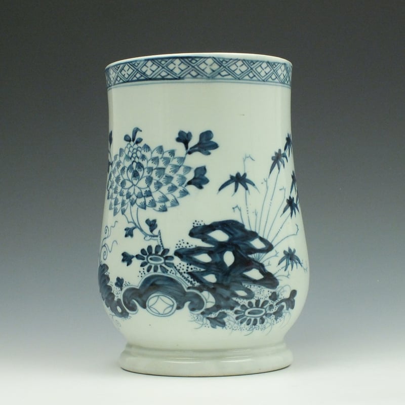Richard Chaffers Holed Rock Bamboo and Peony Pattern Bell Shaped Mug c1760