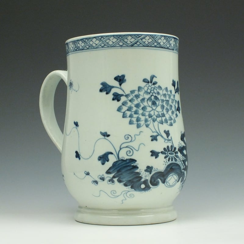 Liverpool Richard Chaffers Holed Rock Bamboo and Peony Pattern Bell Shaped Mug c1760 (3)