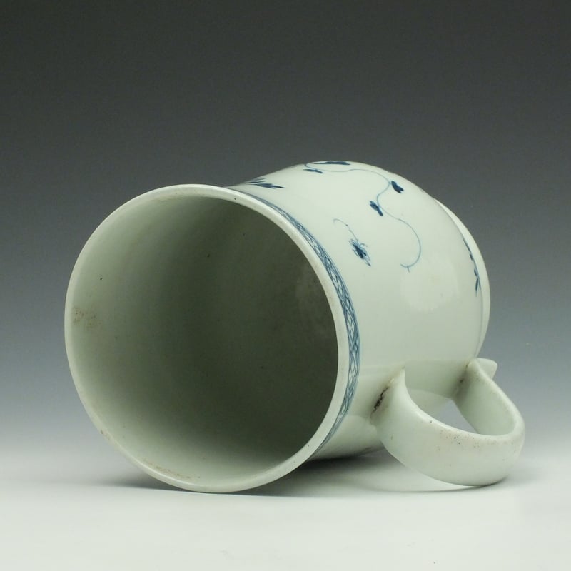 Liverpool Richard Chaffers Holed Rock Bamboo and Peony Pattern Bell Shaped Mug c1760 (6)