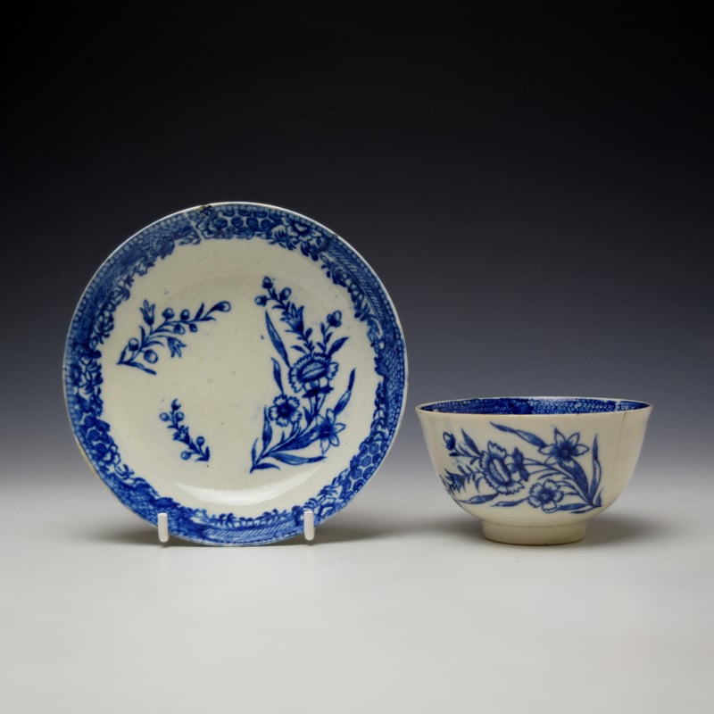Seth Pennington Floral Print Teabowl and Saucer c1785