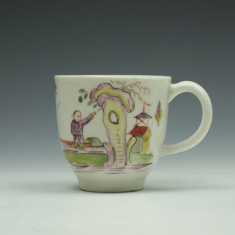 Very Rare Signal House and Boatman Pattern Coffee Cup c1780