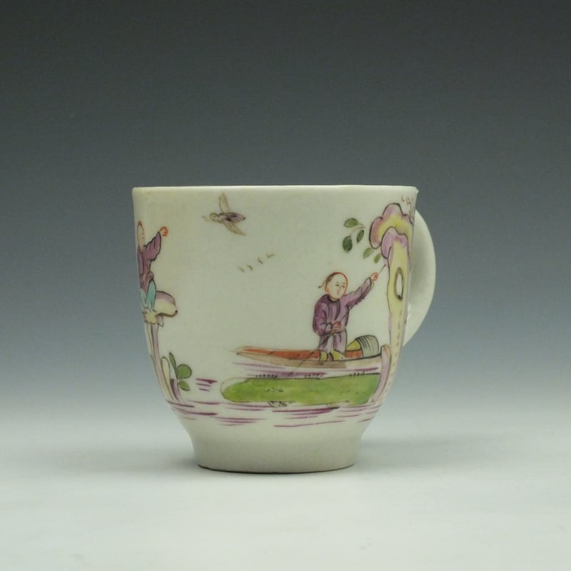 Lowestoft Porcelain Mandarin Signal House and Boatman Pattern Coffee Cup c1780 (2)